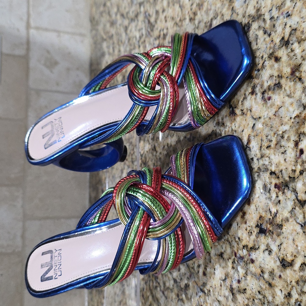 Ninety Union Blue Metallic Mules